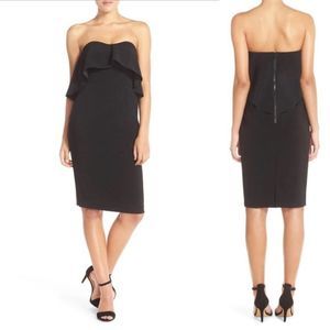 Chelsea28 Sz 10 Black Ruffle Strapless Dress